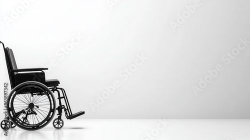 Black Wheelchair on White Background