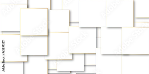 White abstract background with slight shadows. Silver color square pattern on banner with shadow. Abstract white and grey color geometric background. Abstract white background. Minimal geometric white