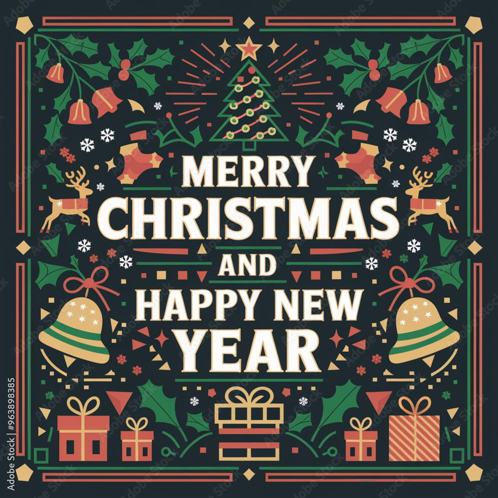Obraz premium Christmas typography with festive elements for holiday cards and designs
