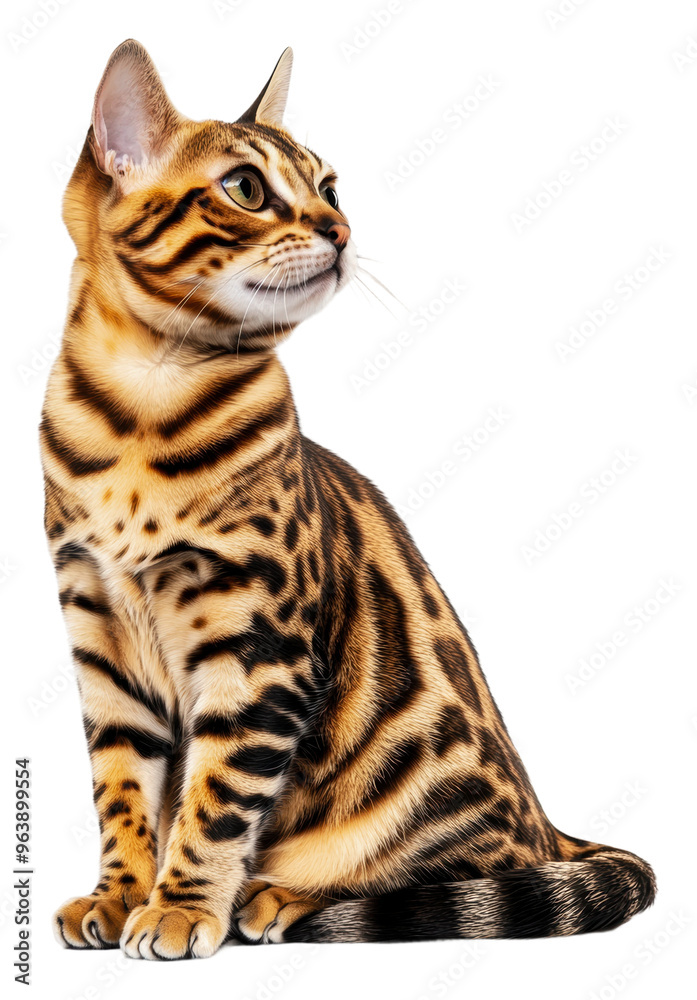 Fototapeta premium Bengal cat on a white background, cut out - stock png.