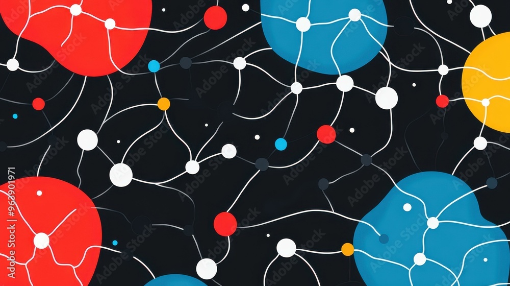 Explore a vibrant illustration depicting an internet map as a brain network, set against a sleek black backdrop.