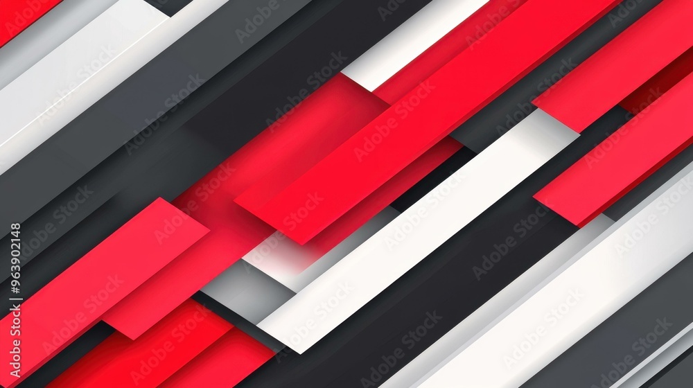 Fototapeta premium Explore a modern, abstract design showcasing red and grey geometric shapes in a sleek, futuristic style.