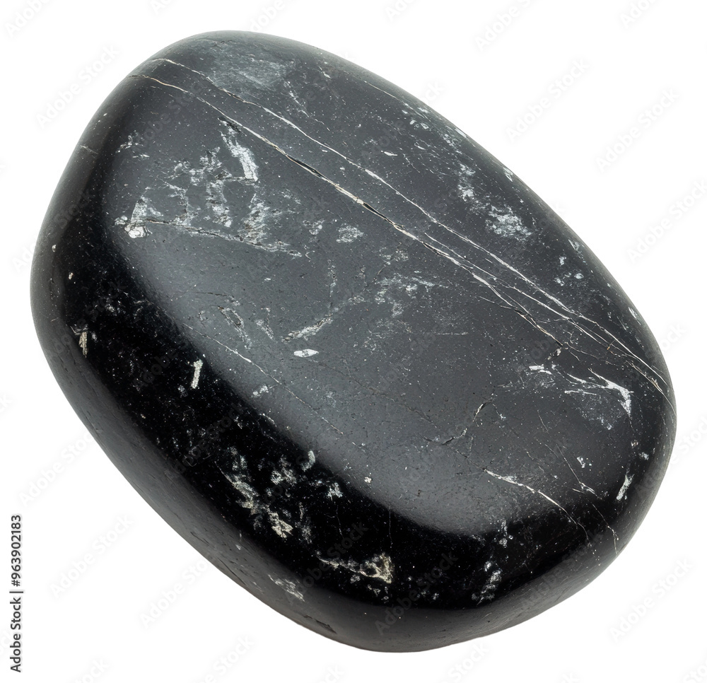 Black stone with white veins on white, cut out - stock png. Black stone with white veins on white, cut out - stock png.