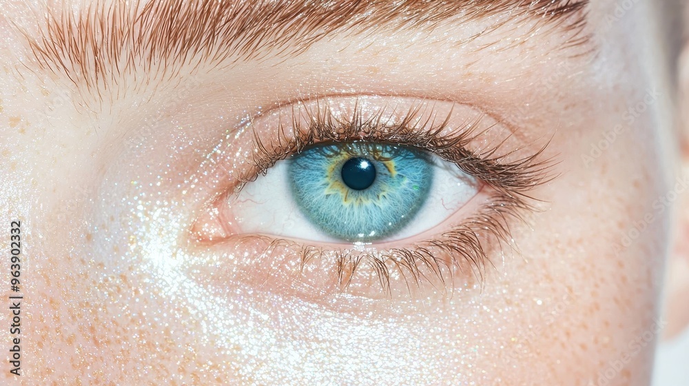 Closeup of a Blue Eye with Glitter Makeup Closeup of a Blue Eye with Glitter Makeup