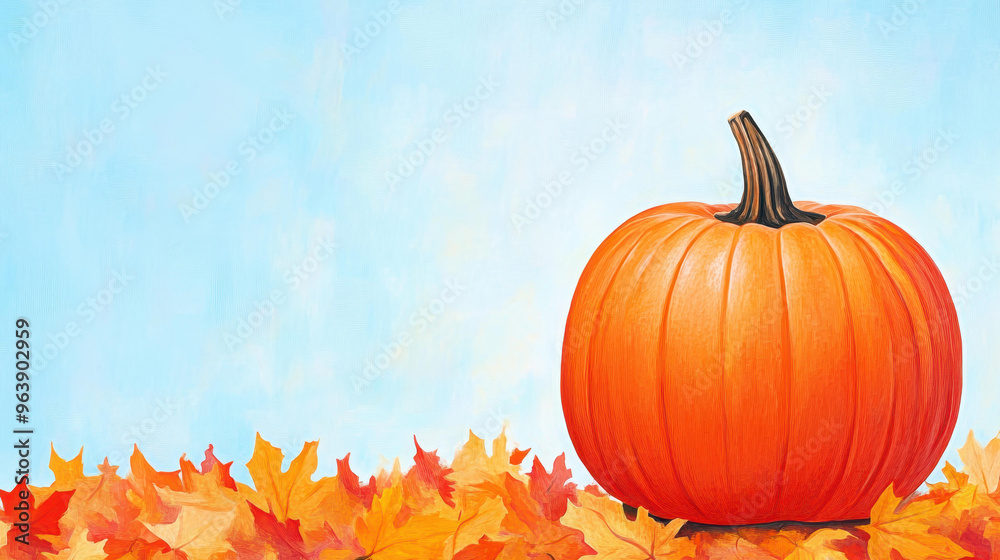 A vibrant pumpkin illustration set against a stunning autumn backdrop, capturing the essence of falls beauty. A vibrant pumpkin illustration set against a stunning autumn backdrop, capturing the essence of falls beauty.