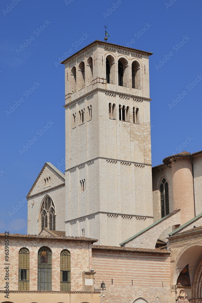 Fototapeta premium San Francesco di Assisi Basilica Tower in Umbria, Italy
