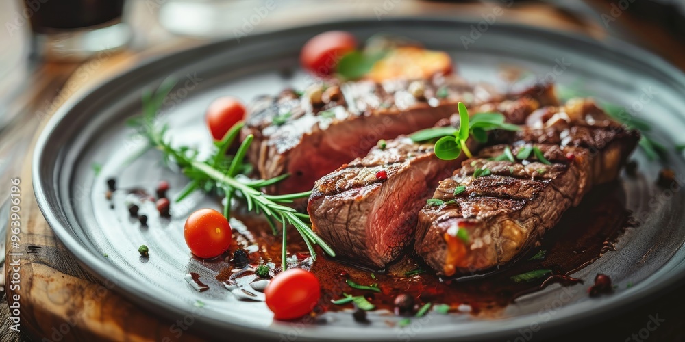 Dish featuring succulent ribeye steak Dish featuring succulent ribeye steak