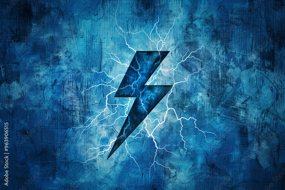 Lightning icon abstract blue background illustration dark blue digital texture grunge elegant paint modern design concept