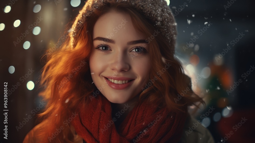 Beautiful woman celebrating Christmas at home. Girl in a seasonal winter interior. The concept of holidays. Beautiful woman celebrating Christmas at home. Girl in a seasonal winter interior. The concept of holidays.