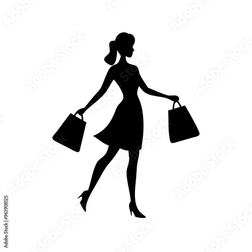 black friday shopping svg vector,silhouette of a woman with shopping bags