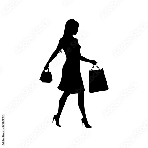 black friday shopping svg vector,silhouette of a woman with shopping bags