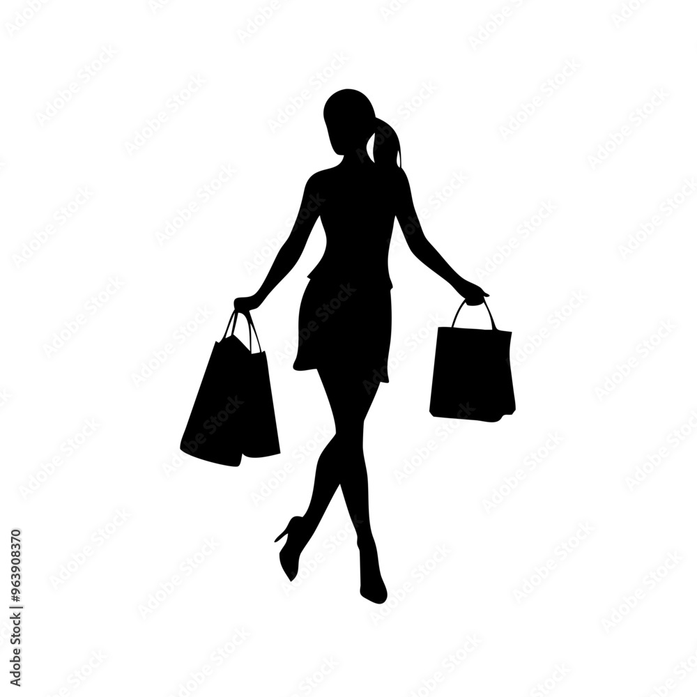 black friday shopping svg vector,silhouette of a woman with shopping bags
