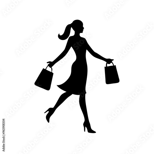 black friday shopping svg vector,silhouette of a woman with shopping bags