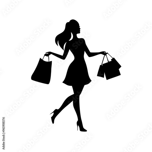 black friday shopping svg vector,silhouette of a woman with shopping bags