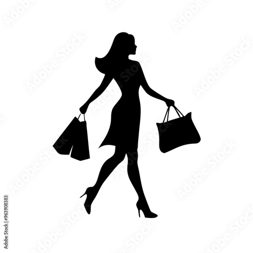 black friday shopping svg vector,silhouette of a woman with shopping bags