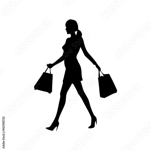 black friday shopping svg vector,silhouette of a woman with shopping bags