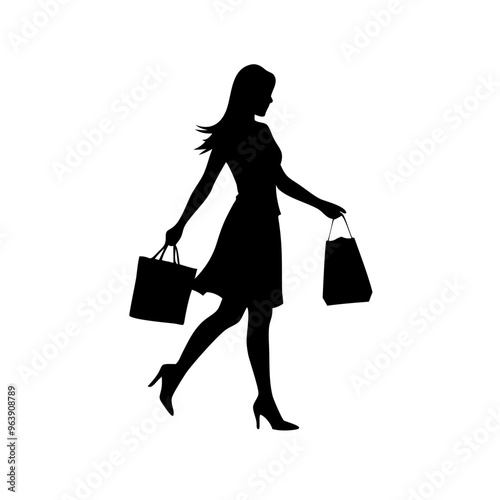 black friday shopping svg vector,silhouette of a woman with shopping bags