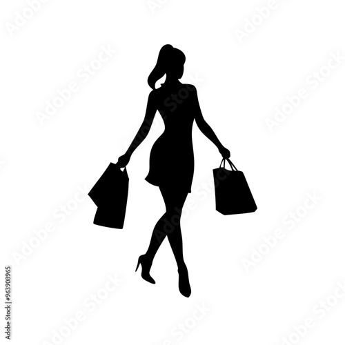 black friday shopping svg vector,silhouette of a woman with shopping bags