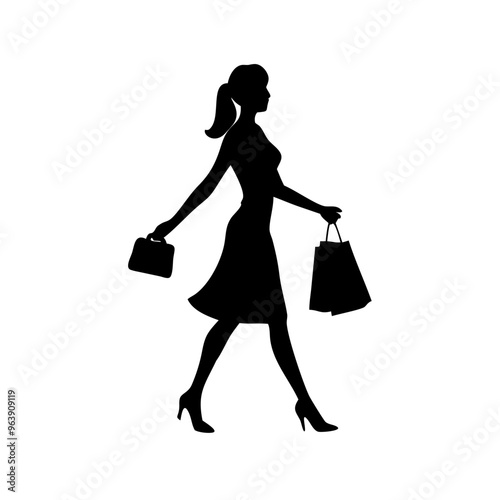 black friday shopping svg vector,silhouette of a woman with shopping bags