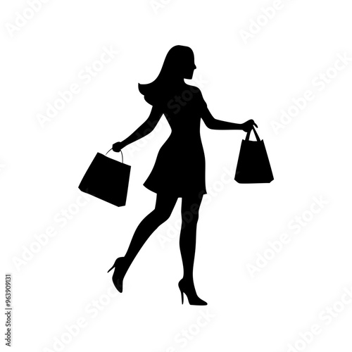 black friday shopping svg vector,silhouette of a woman with shopping bags