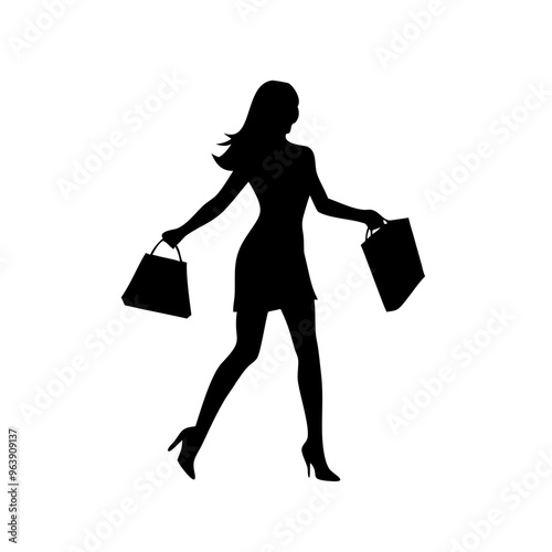 black friday shopping svg vector,silhouette of a woman with shopping bags