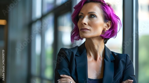 Confident Professional Woman Engaged Thinking Introspection Modern Office. AI Generated