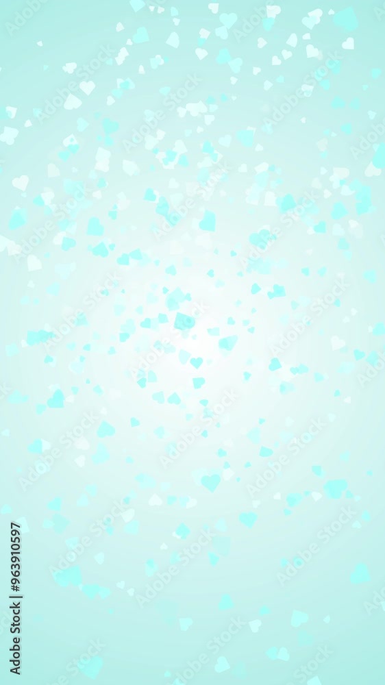 Pale Blue and White Particles of Heart Shape Flying on Blue Wallpaper. Vertical Motion Background Animation Pale Blue and White Particles of Heart Shape Flying on Blue Wallpaper. Vertical Motion Background Animation