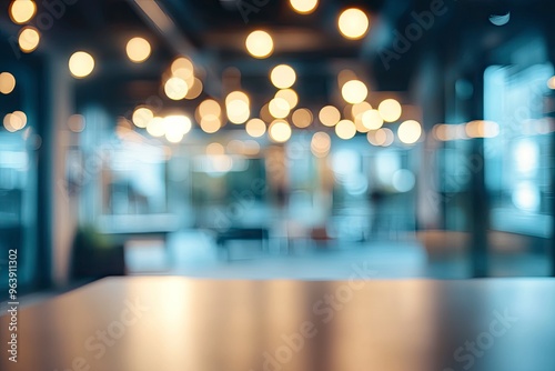 Wallpaper Mural Blurred empty open space office. Abstract light bokeh at office interior background , ai Torontodigital.ca