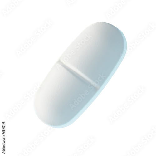 White Pill Floating Against a Blue Background