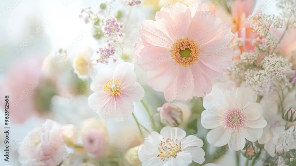 Delicate Pastel Flowers in Soft Floral Bouquet
