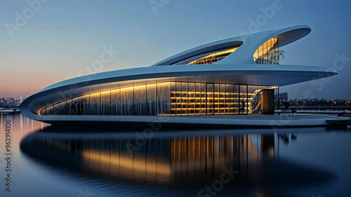 Wallpaper Mural Stunning modern architecture illuminated at dusk by the water in a vibrant cityscape Torontodigital.ca