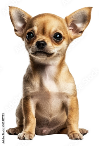 Chihuahua puppy on white background, cut out - stock png.