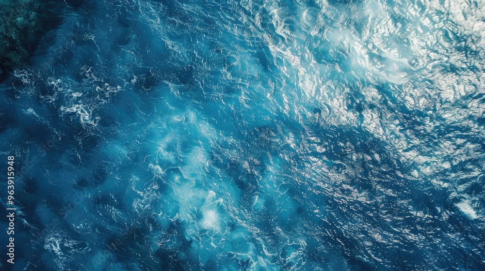 Aerial view of the azure ocean