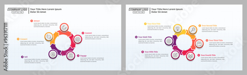 5 & 6 Steps Cycle Infographics Diagram and Editable Text on a 16:9 ratio for Business Cycles, Progress, Plans, Goals, and Website Design.