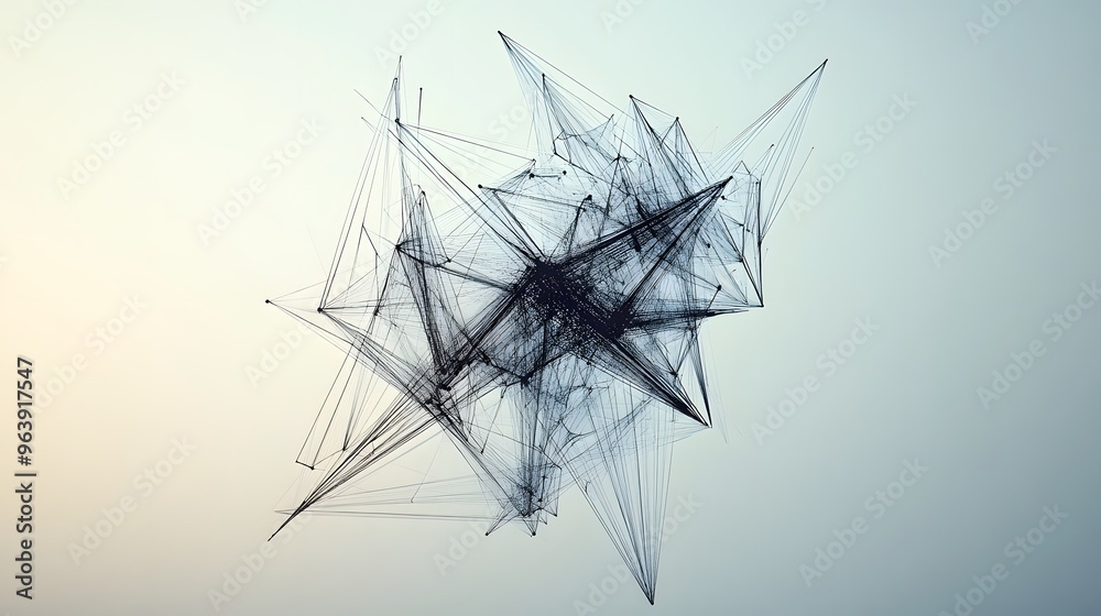 Abstract Wireframe Sculpture: A wireframe sculpture floating in mid-air, with geometric shapes and lines creating a complex abstract design.
Abstract Wireframe Sculpture: A wireframe sculpture floating in mid-air, with geometric shapes and lines creating a complex abstract design.