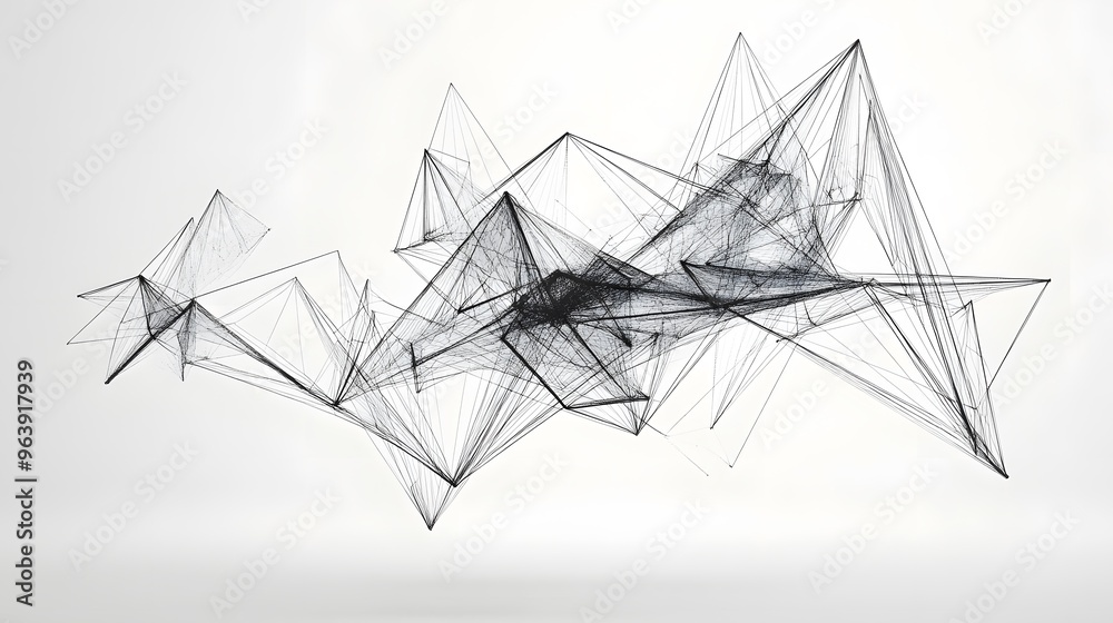 Abstract Wireframe Sculpture: A wireframe sculpture floating in mid-air, with geometric shapes and lines creating a complex abstract design.
Abstract Wireframe Sculpture: A wireframe sculpture floating in mid-air, with geometric shapes and lines creating a complex abstract design.