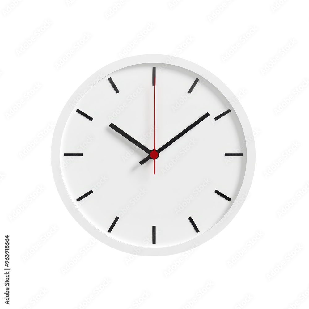 White Clock with Red Second Hand White Clock with Red Second Hand