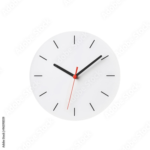 Simple White Clock Face with Red Second Hand