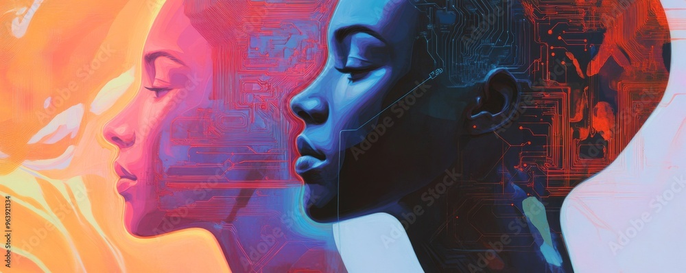 digital artwork of a woman in profile digital artwork of a woman in profile