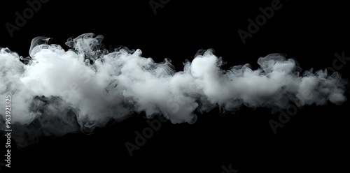 Fluffy White Smoke against a Black Background