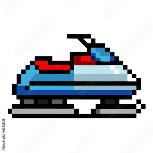 Retro Pixel Art Snowmobile Icon Nostalgic Winter Sports Digital Illustration