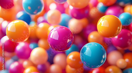 Colorful glossy balls in a random arrangement.