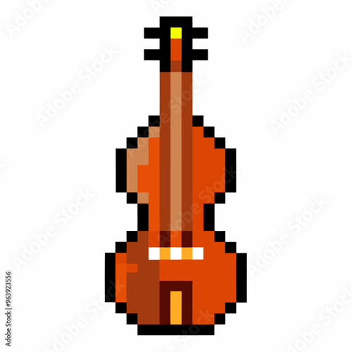 Pixel Art Cello Illustration  Retro Digital Music Theme in 8 Bit Style