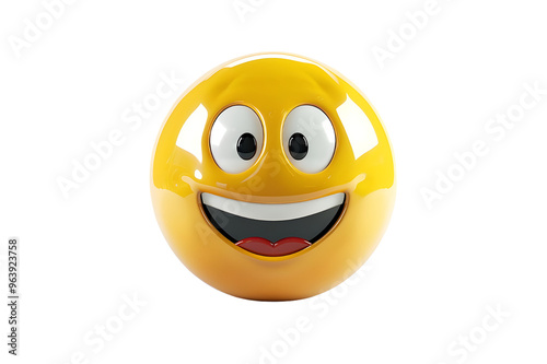 3D Emoticon With Big Smile. Isolated on transparent background