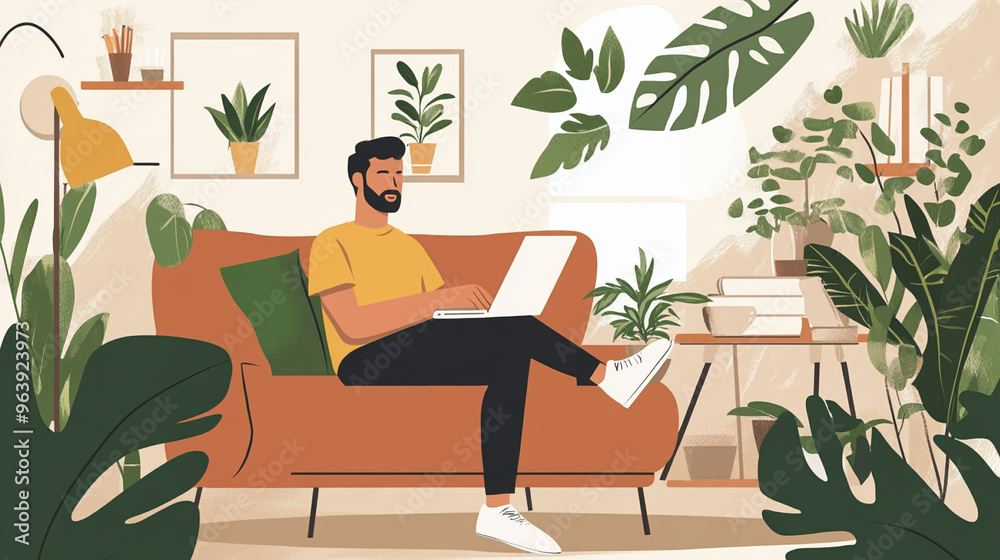 Fototapeta premium Minimalist Workspace with Natural Elements