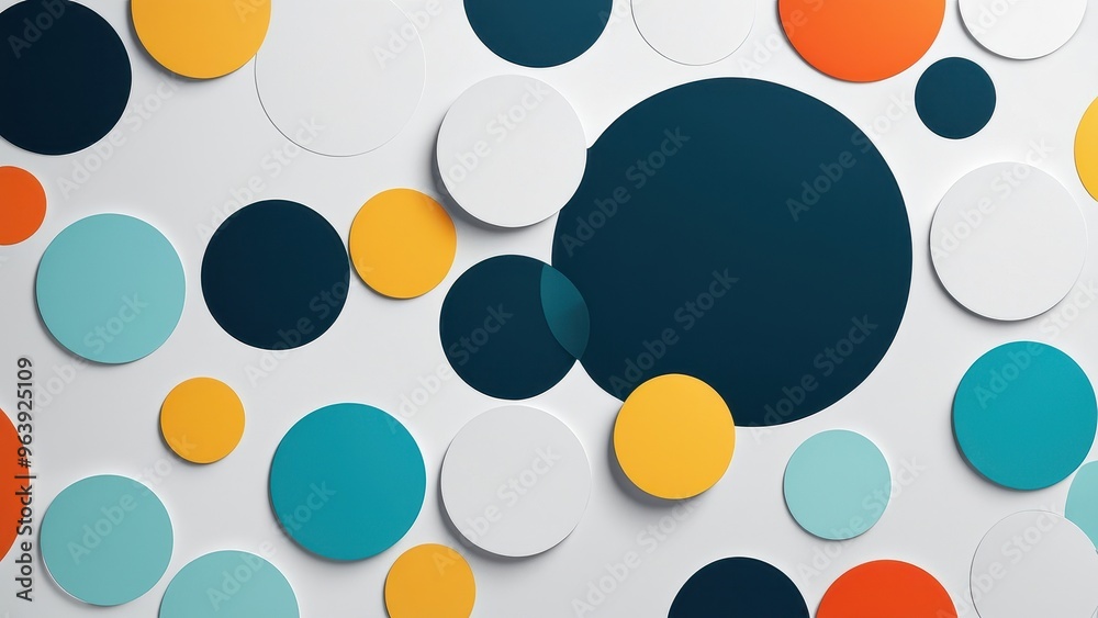 Abstract design featuring colorful circles on a white background for visual appeal. Abstract design featuring colorful circles on a white background for visual appeal.