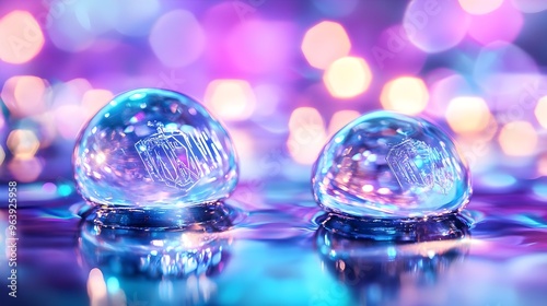 Abstract Glass Orbs with Bokeh Lights