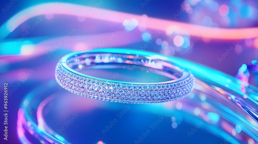 Diamond Ring Abstract Blue & Pink Neon Background Diamond Ring Abstract Blue & Pink Neon Background