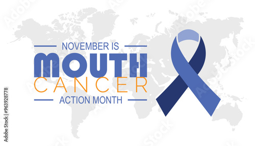 Mouth cancer action month is observed every year on November. Medical Healthcare Awareness concept. background, placard, banner template Vector illustration design.