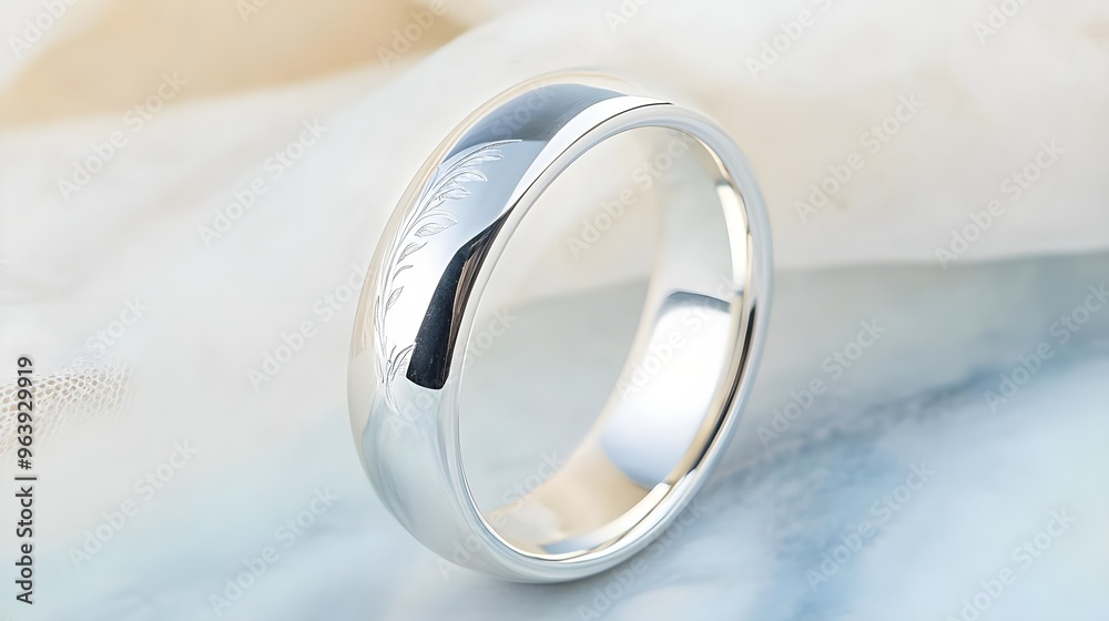Silver Wedding Band with Floral Design Silver Wedding Band with Floral Design